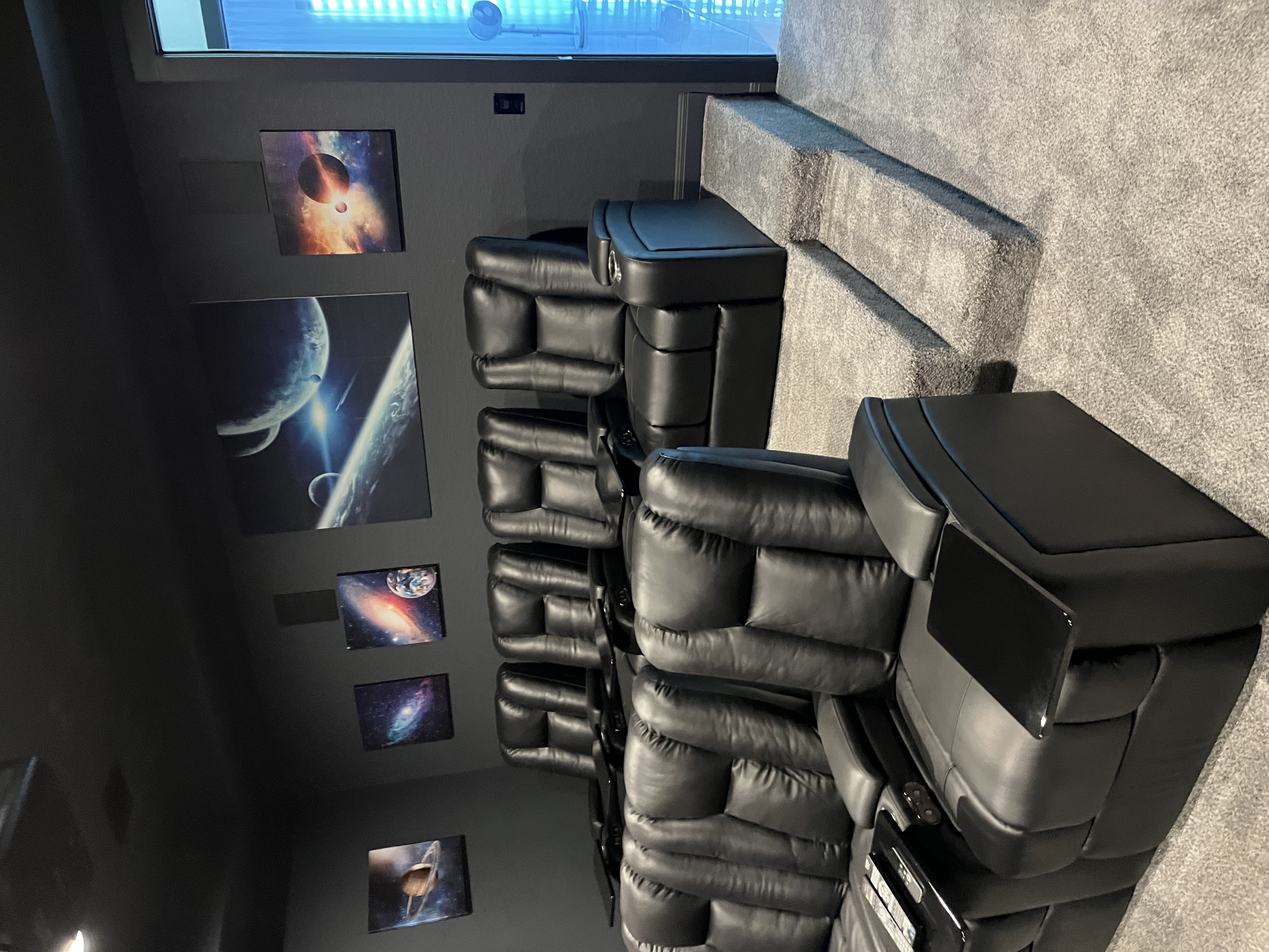 Home theater seating in Star Wars themed room