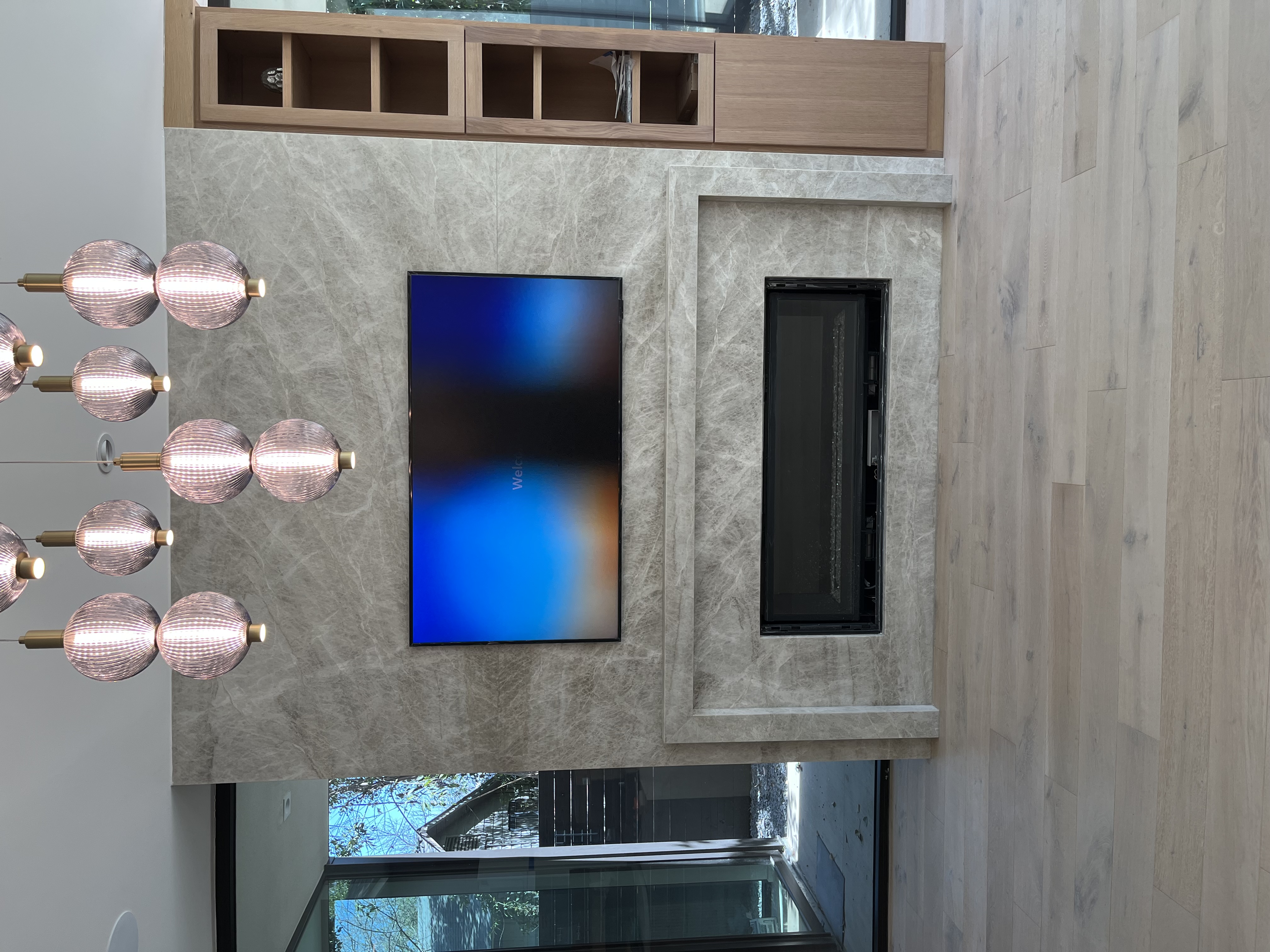 Samsung Frame TV installed on marble wall San Antonio