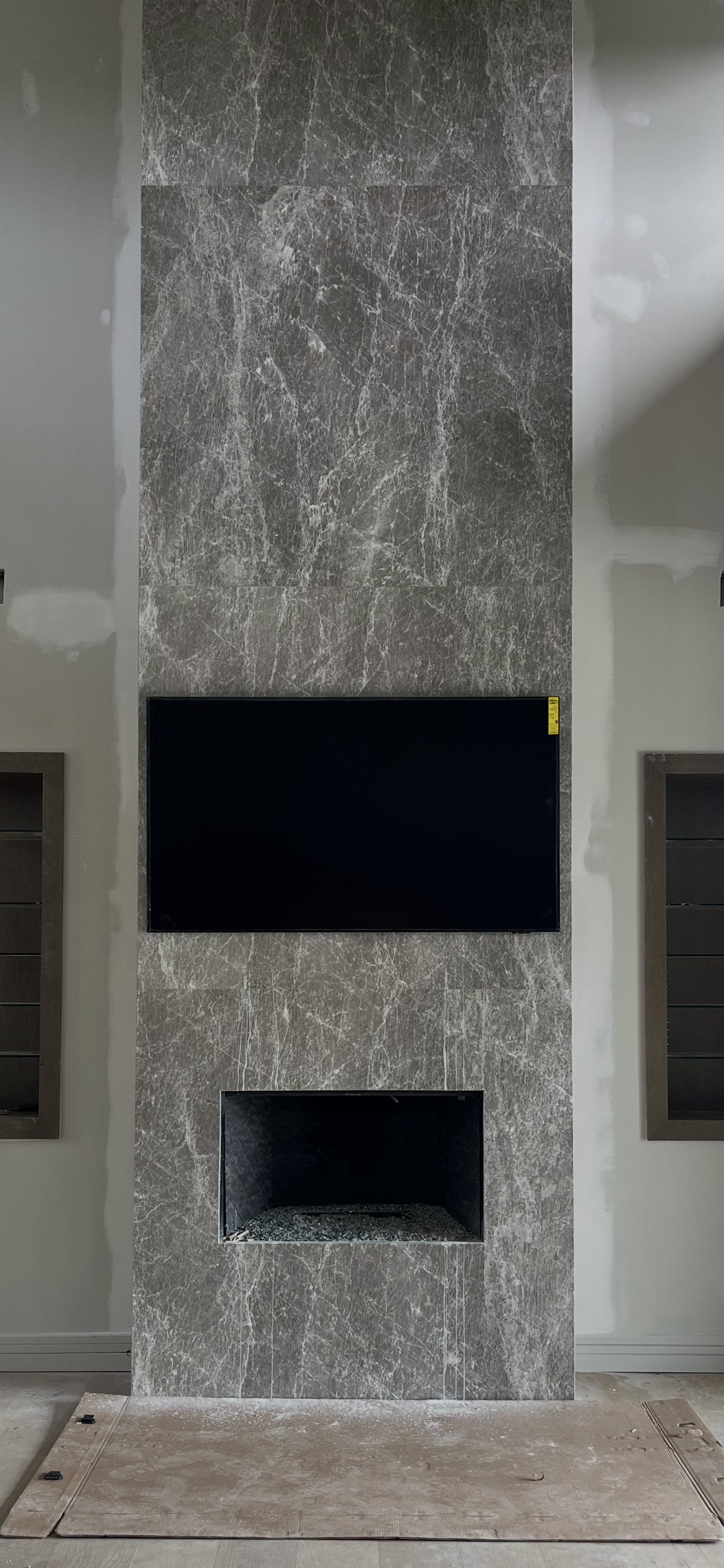 Samsung Frame TV installed on stone fireplace wall San Antonio TX — finished install