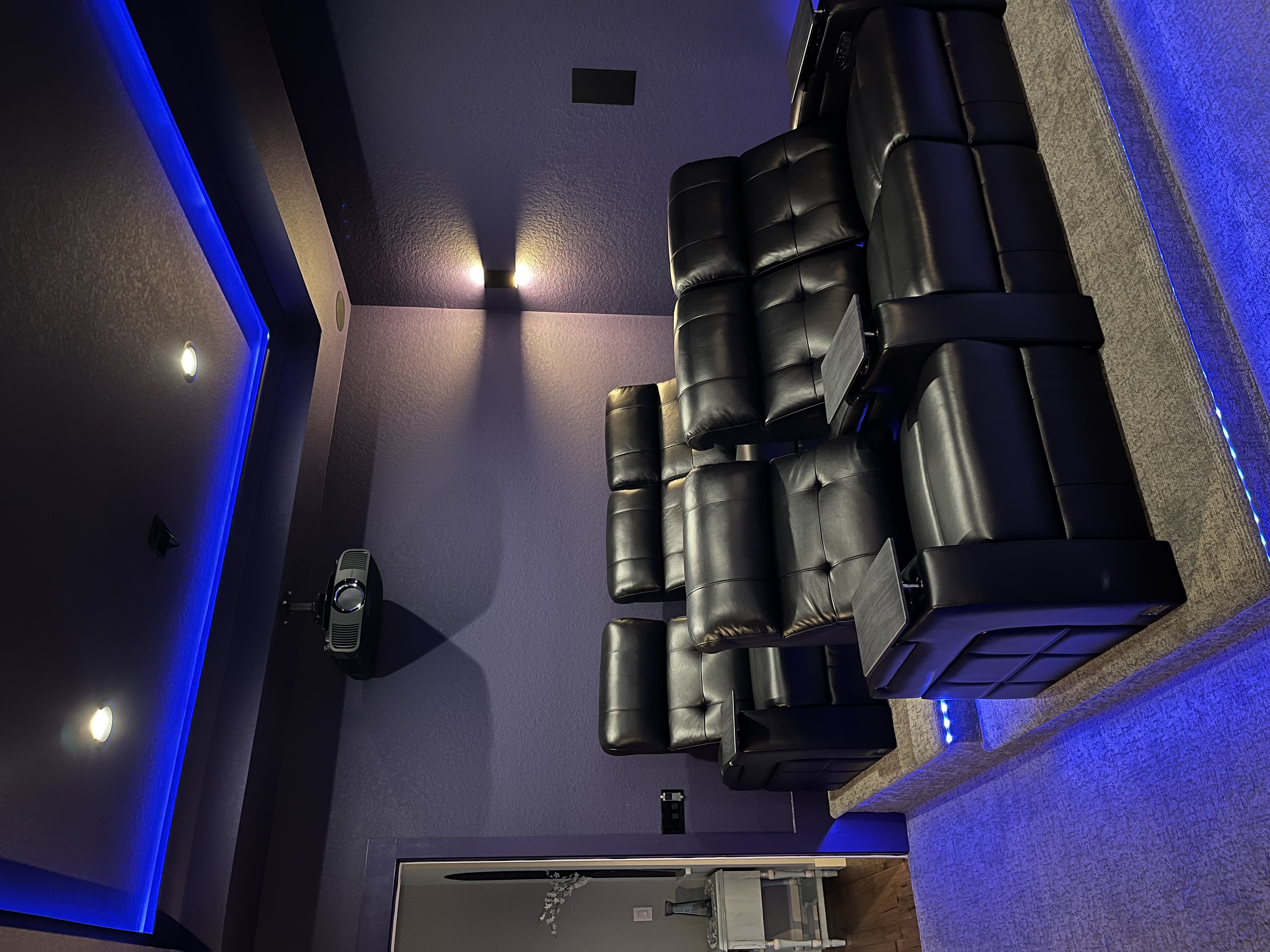 Home theater seating on raised platform