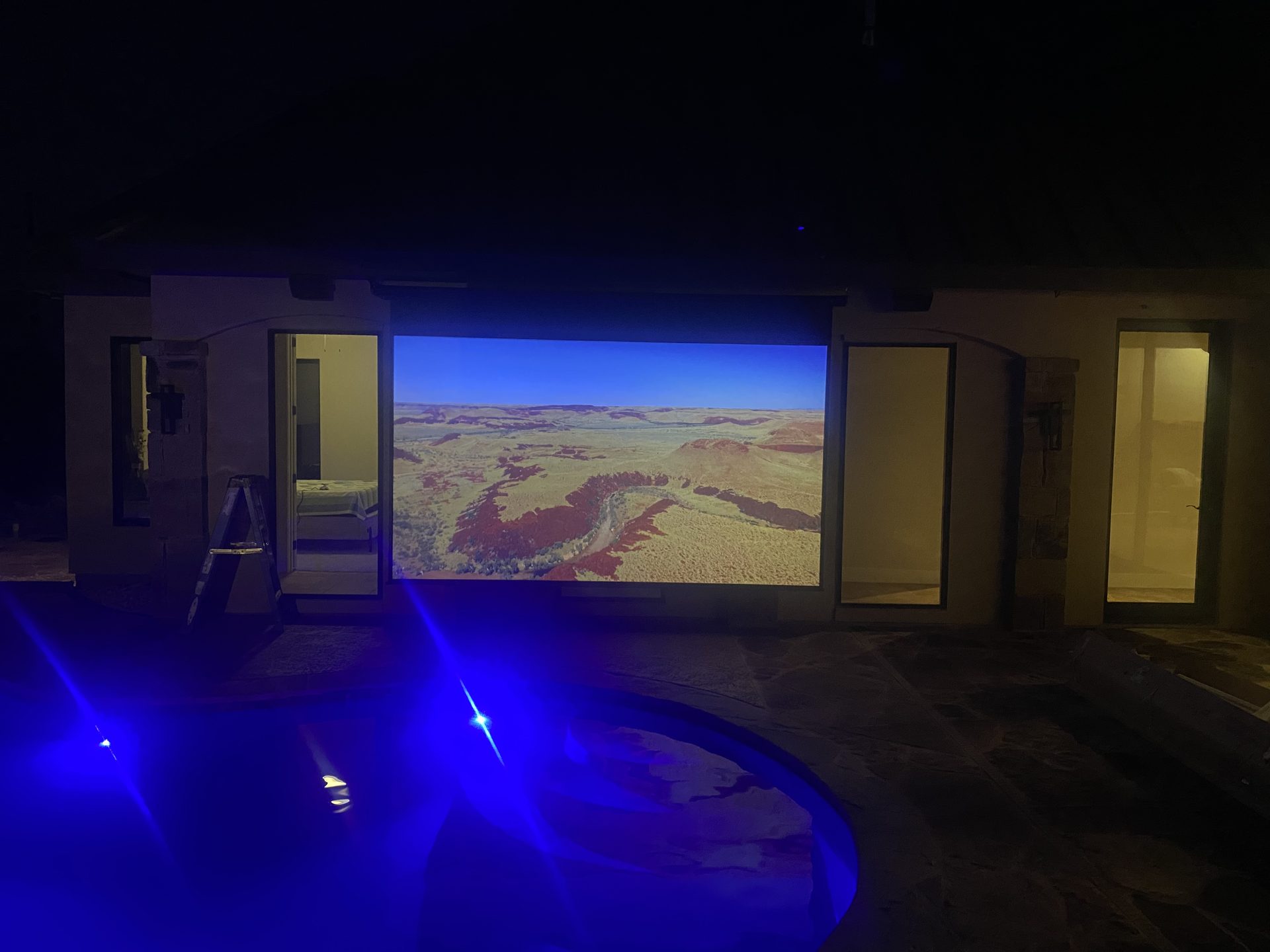 Outdoor projector and pool area San Antonio TX