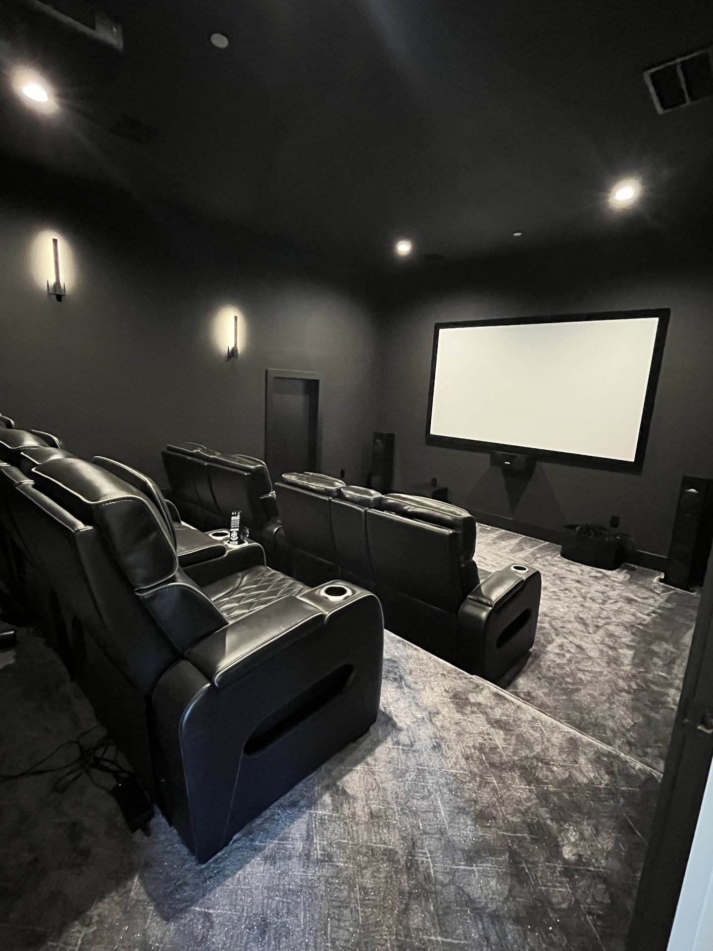 Side view of finished home theater Stone Oak San Antonio TX